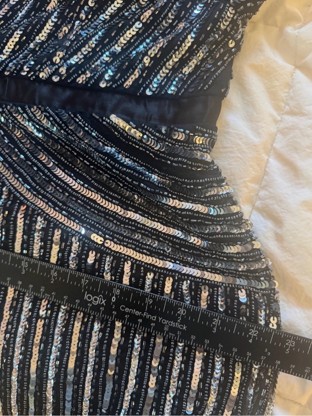 Adrianna Papell Gunmetal / Black Beaded V-Sparkling Sequin v Neck Evening Sz 16 - Picture 8 of 11